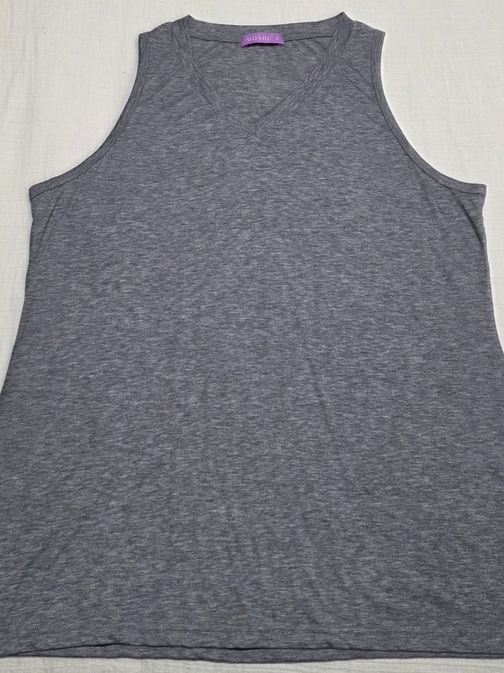 Moshu Supply Co. Heather Charcoal V-Neck Sleeveless Tank